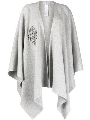Ermanno Scervino cardigan asymétrique à appliques fleurs - Gris