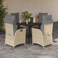 5-delige Tuinset met kussens poly rattan beige