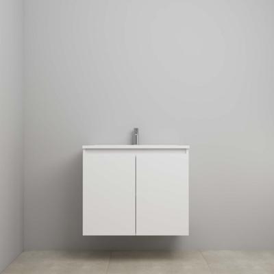 On-Line Onderkast - 80 cm - Voorgemonteerd - Greeploos 2 Deuren - Acryl Wastafel - 1 Kraangat - Mat Wit