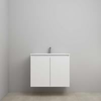 On-Line Onderkast - 80 cm - Voorgemonteerd - Greeploos 2 Deuren - Acryl Wastafel - 1 Kraangat - Mat Wit