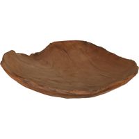 Tafeldecoratie schaal/plateau - teak hout - D30 cm - thumbnail