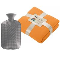 Fleece deken/plaid - oranje - 130 x 170 cm - kruik - 2 liter - Plaids - thumbnail
