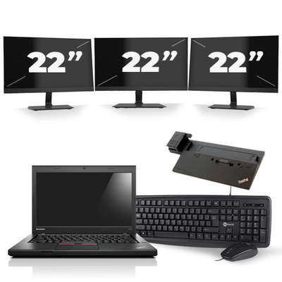 Lenovo ThinkPad L450 - Intel Core i5-4e Generatie - 14 inch - 8GB RAM - 256GB SSD - Windows 11 + 3x 22 inch Monitor