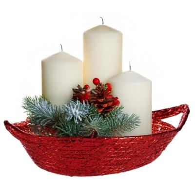 Krist+ Kerst mandje - kerststukje maken - metallic rood - 26 x 22 x 8 cm - zeegras Krist+ Kerst mandje - kerststukje maken - metallic rood - 26 x 22 x 8 cm - zeegras