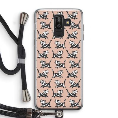 Zwarte poes: Samsung Galaxy J8 (2018) Transparant Hoesje met koord