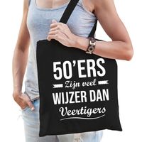 50ers zijn veel wijzer dan veertigers cadeau tas zwart voor dames