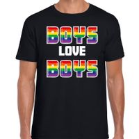 Bellatio Decorations Gay Pride shirt - boys love boys - regenboog - heren - zwart 2XL  -