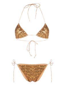 Oséree bikini triangles à sequins - Or