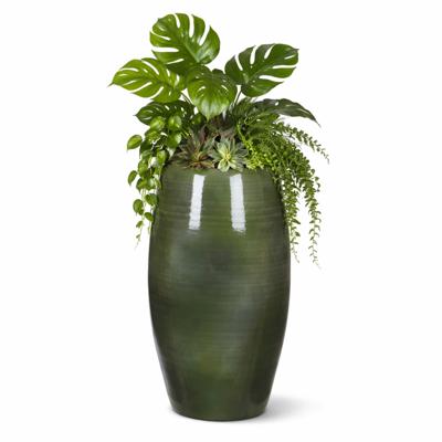 Mica Decorations Hoge bloempot Lester - groen - glanzend - keramiek - 50 x 30 cm - vaas