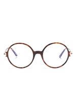 TOM FORD Eyewear lunettes de vue rondes à effet écailles de tortue - Marron