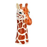 Vaas Giraffe Hoofd van Keramiek, Beige/Bruin (B/H/D) 11x30x18cm