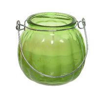 Citronella kaars - glas - groen - 15 branduren - D8 x H8 cm