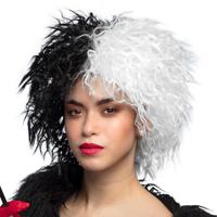 Verkleedpruik voor dames - zwart/wit - films/rock and roll/foute party - Carnaval - kort haar