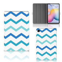 Samsung Galaxy Tab S6 Lite | S6 Lite (2022) Tablet Hoes Zigzag Blauw - thumbnail