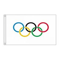 Olympische spelen vlag - 90 x 150 cm - polyester - binnen/buiten - thumbnail