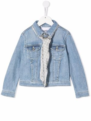DONDUP KIDS veste en jean à détail de foulard - Bleu
