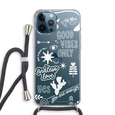 Good vibes: iPhone 12 Pro Transparant Hoesje met koord