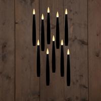 Zwevende LED kaarsen - 10x stuks - zwart - 15 cm - magische toverstaf - afstandsbediening
