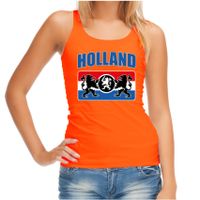 Oranje tanktop Holland / Nederland supporter Holland met een Nederlands wapen EK/ WK voor dames - thumbnail