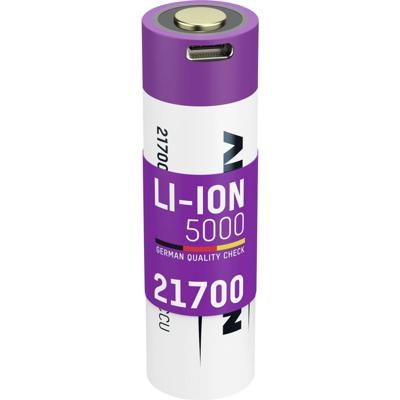 Ansmann Li-Ion Akku 21700 5000 mAh mit USB Typ-C Ladebuchse Oplaadbare AA batterij (penlite) Li-ion 4900 mAh 3.6 V 1 stuk(s)