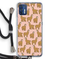 Alpacas: Motorola Moto G9 Plus Transparant Hoesje met koord