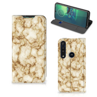 Motorola G8 Plus Standcase Marmer Goud