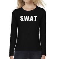 Dames fun text t-shirt long sleeve SWAT zwart 2XL  -