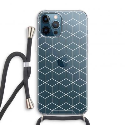 Zwart-witte kubussen: iPhone 12 Pro Transparant Hoesje met koord