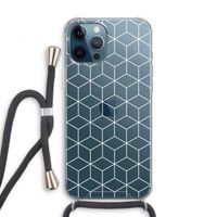 Zwart-witte kubussen: iPhone 12 Pro Transparant Hoesje met koord