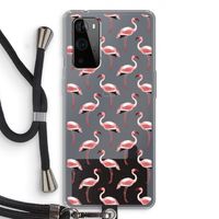 Flamingoprint groen: OnePlus 9 Pro Transparant Hoesje met koord Flamingoprint groen: OnePlus 9 Pro Transparant Hoesje met koord