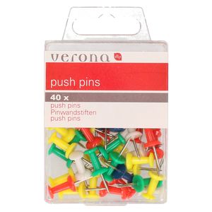 Gekleurde punaises - 40 stuks - voor prikbord/memobord   -