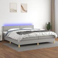 Boxspring met matras en LED stof lichtgrijs 200x200 cm
