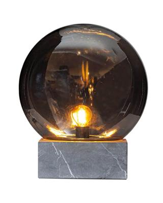 Kleine Tafellamp smokeglas en marmer E27 fitting en schakelaar By Rydens Glori