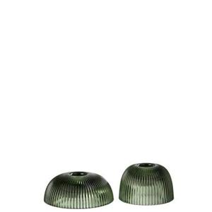 J-Line kaarshouder Canele - glas - groen - 2 stuks