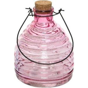 Wespenvanger/wespenval - transparant roze - 17 cm - glas - Insectenvangers/insectenvallen - Insecte