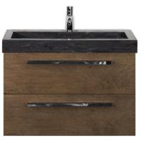 Seville Badmeubelset 80 cm - Tabacco - Wastafel Hardsteen Wit Lucca