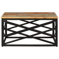 The Living Store Salontafel Industrial - 68 x 68 x 35 cm - Gerecycled Hout en Staal - thumbnail