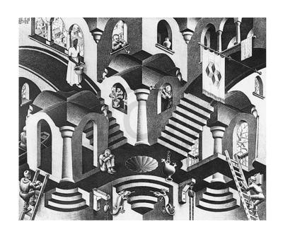Kunstdruk M. C. Escher - Konkav und Konvexe 65x55cm