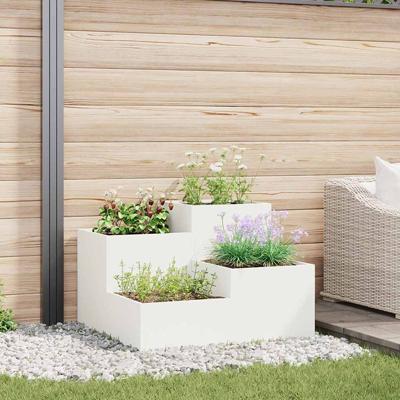 Tuin Bloempot Wit 80 x 80 x 60 cm Staal