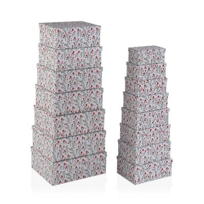 Set van opstapelbare opbergboxen Versa Hartjes Karton 15 Onderdelen 35 x 16,5 x 43 cm
