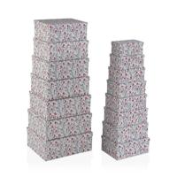 Set van opstapelbare opbergboxen Versa Hartjes Karton 15 Onderdelen 35 x 16,5 x 43 cm