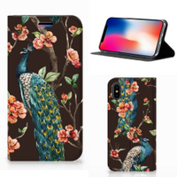 Apple iPhone X | Xs Hoesje maken Pauw met Bloemen - thumbnail