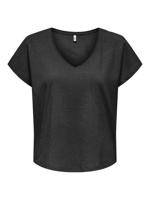 Only Onlasia S/s V-neck Top Cc Jrs T-shirt Korte Mouw Black Black Glitter