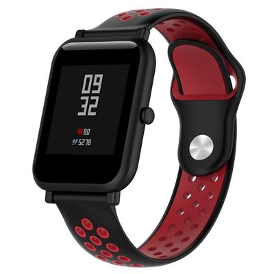 Dubbele kleur siliconen Sport polsband voor Huawei Watch serie 1 18mm (zwart-rood)