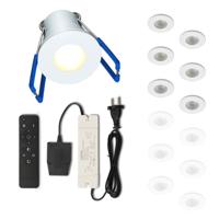 Set LED-inbouwspot met afstandsbediening Varese wit 3W dimbaar 1-12 stuks