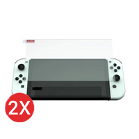 Screenprotector geschikt voor Nintendo Switch OLED - Tempered Glass - 2 stuks - Transparant - thumbnail