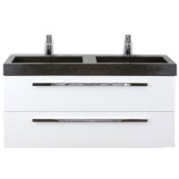 Seville Badmeubelset 120 cm - 2 Laden Wit Hoogglans - Wastafel Lucca Dubbel