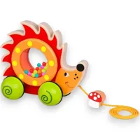 Tooky Toy Houten Trekfiguur Egel - 18 x 16 cm - Kleurrijk Trekspeelgoed