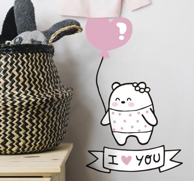 Muurdecoratie sticker liefdevolle beer