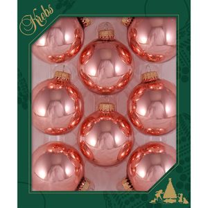 16x stuks glazen kerstballen 7 cm koraal roze glans